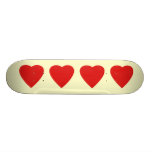 Red and Cream Love Heart Design. Skate Board Deck