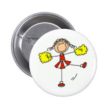 Red and Gold Cheerleader Button