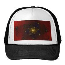 Red and Gold Colour. Fractal Art. Mesh Hats
