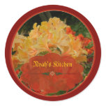 Red and Gold floral spice jar labels stickers