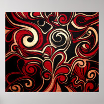 Red and Gold Swirl Print 2