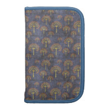 Red and Gold Trees on Grunge Blue Folio Planner
