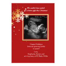 Red and Gold Ultrasound Holiday Card Invites