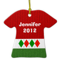 Red And Green Argyle Sweater Shirt Ornament