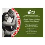 Red and Green Damask Photo Wedding Invitation