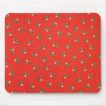 red and green holly mousepads