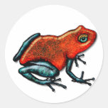 Red and Green Poison Dart Frog Round Stickers