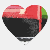 Red and Green Square Heart Sticker