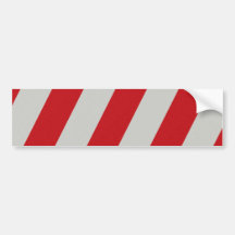 Red and Grey Candy Cane Diagonal Stripes Pattern Bumper Stickers