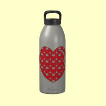 RED AND GREY HEART water bottles