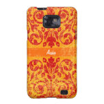 Red and Orange Grunge Vintage Damask Name Samsung Galaxy SII Covers