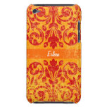 Red and Orange Grunge Vintage Damask Name iPod Touch Case