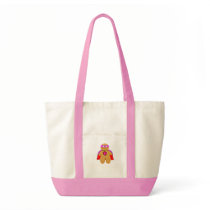 red and pink gingerbread man super hero character tote bag