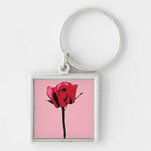 Red and Pink Rose Art Keychains
