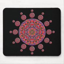 Red and Purple Tulip Mandala Fractal Mousemat