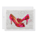 Red and Rose Peep Toe Pumps on Lace Invitations