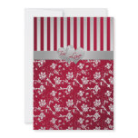 Red and Silver Floral Hearts Wedding Invitation