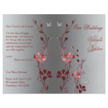 Red and Silver Floral Wedding Program flyers