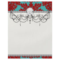 red and teal aqua bold intricate damask flyer design