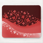Red and White Abstract Butterflies Mouse Mat