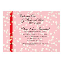 Red and White Cherry Blossoms Custom Invitations