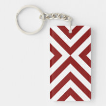 Red and White Chevrons Acrylic Keychains