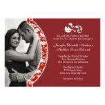 Red and White Damask Photo Wedding Invitation