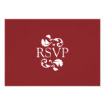 Red and White Damask Photo Wedding RSVP Invite