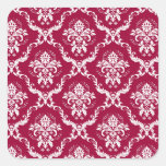Red and White Damask Stickers