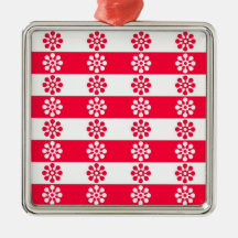 Red and white flower stripes ornament