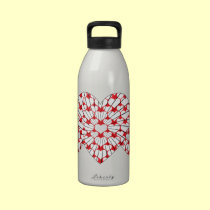 RED AND WHITE HEART water bottles