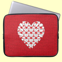 RED AND WHITE HEART laptop sleeves