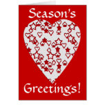 Red and White Heart. Patterned Heart Design. Greeting Card