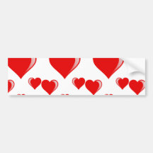 Red and White Hearts Valentine's Day Pattern Bumper Stickers