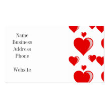 Red and White Hearts Valentine's Day Pattern Business Card Template