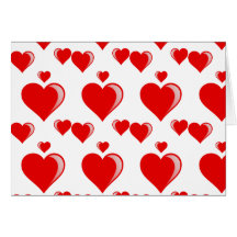 Red and White Hearts Valentine's Day Pattern Greeting Cards