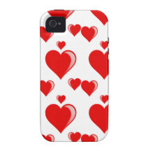 Red and White Hearts Valentine's Day Pattern Vibe iPhone 4 Case