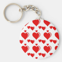 Red and White Hearts Valentine's Day Pattern Keychain
