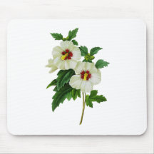 Red and White Hibiscus by Pierre Joseph Redoute Mouse Pad