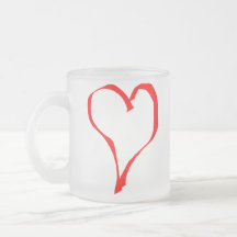 Red and White Love Heart Design. Coffee Mugs