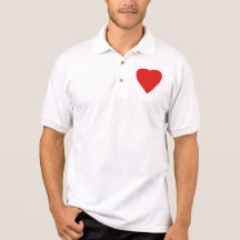 Red and White Love Heart Design. Polo Shirt