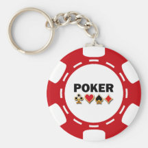 RED AND WHITE POKER CHIP KEYCHAIN