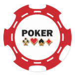 RED AND WHITE POKER CHIP stickers