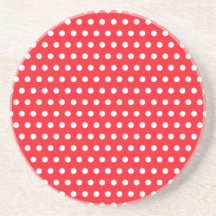Red and White Polka Dot Pattern. Spotty. Beverage Coasters