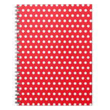Red and White Polka Dot Pattern. Spotty. Notebook