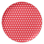 Red and White Polka Dot Pattern. Spotty. Plate