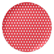 Red and White Polka Dot Pattern. Spotty. Plate