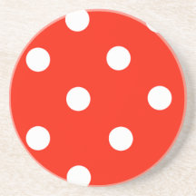 Red And White Polka Dots Drink Coaster