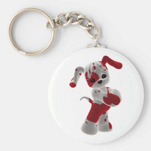Red and White Puppy Keychain
