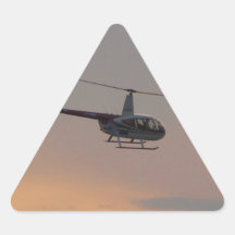 Red and white R44 at sunset. Triangle Stickers